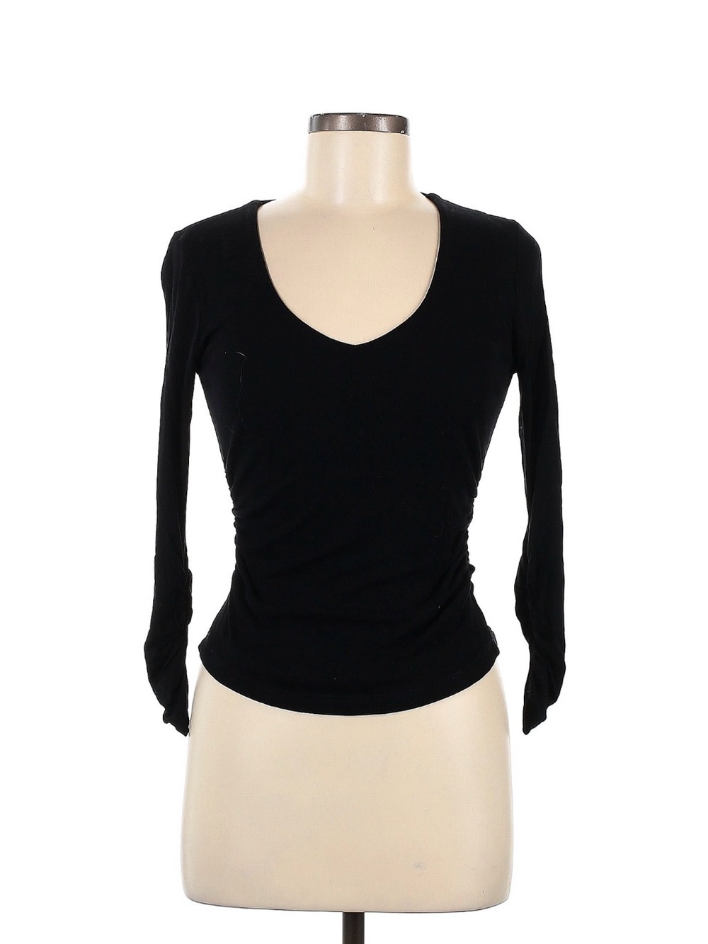 James Perse Black Long-Sleeve V-Neck Top